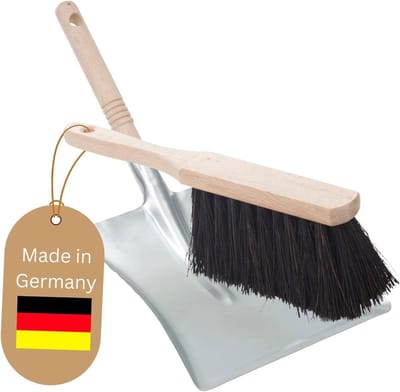 Stoffer en blik set handborstel Arenga borstelharen en stoffer en blik metaal zilver gegalvaniseerd stoffer en blik bezem voor vegen handveegset stoffer en blik set stoffer en blik borstel en stoffer en blik