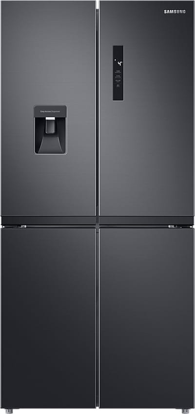 Samsung RF48A401EB4/EO, Vrijstaand, Frans deur, Zwart, LED, Op de deur, Gehard glas
