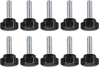 Dailygoods - Gekartelde Klemknoppen - Schroefdraad - Handige Grip - Zwart - Voor Zaagboor en Draaibank - M6 x 20 mm - 10 Stuks