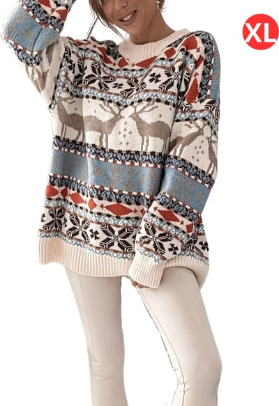 Bovista Kersttrui - Dames - Foute Kersttrui - Christmas Sweater - Kerst Sweater - Christmas Jumper - Pyjama - Winter - Maat XL - Oversized