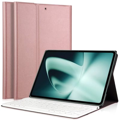 Hoes met toetsenbord geschikt voor OnePlus Pad / Oppo Pad 3 / Oppo Pad 2 - Keyboard Book Case Cover Hoesje Rosegoud