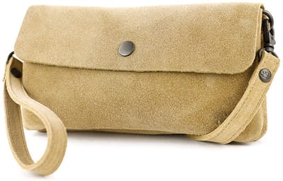 Bear Design Lydia Suede Leren Clutch Mini Schoudertasje - Bisquit