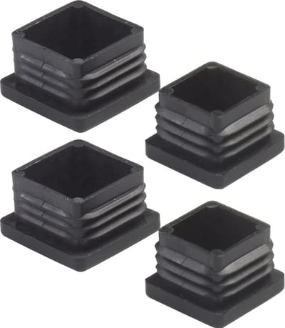 Pootdop insteek zwart vierkant - vlakke onderkant | 20x20mm Buitenwerksemaat (4 stuks)