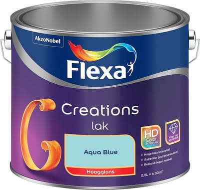 Flexa - Creations Lak Hoogglans - Aqua Blue - Mengverf - 2,5 L