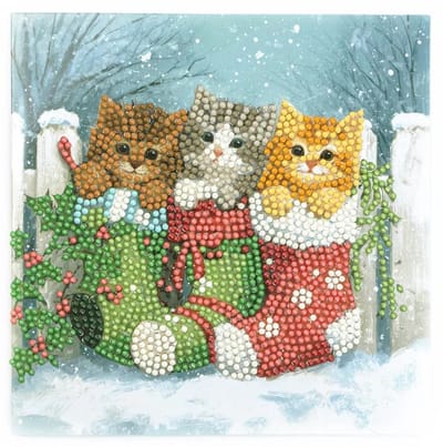 Diamond painting kaart - Snowy Kitties – DIY Diamond Painting Christmas Card - Letitstitch