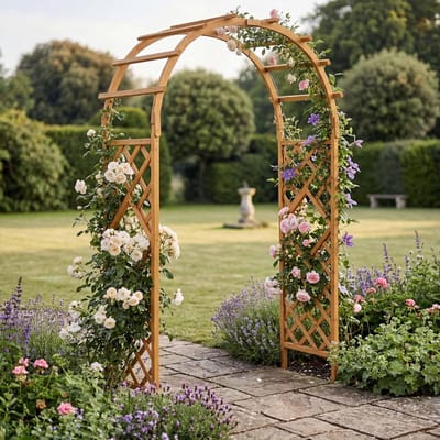 Rozenboog - Klimplant steun - Tuin decoratie - FSC gecertificeerd hout - 210x126x60 cm - Natuurlijk