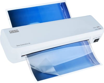 DESQ® Lamineermachine A4 New Generation | Voor 75 tot 125 micron | Start in 2 min. | Voor thuis en thuiskantoor | Documenten & Foto's | Steel blue