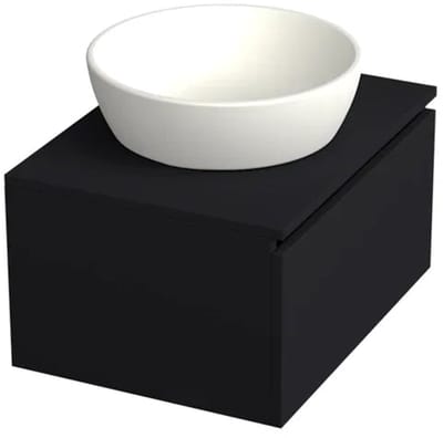Dutchline Badmeubel Onderkast – Mat Zwart – 60x46cm – 1 Lade – 1 Uitsparing