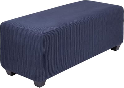 Voetenbankhoes Rekbaar - Poef Cover - Meubels Beschermen - Rondom Elastiek - 38 x 50 x 35 cm - Marineblauw