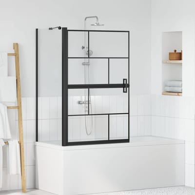 vidaXL - Bad - Douche - Scherm - Zwart - en - Transparant - 80 - x - 68 - x - 128 - cm