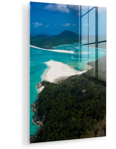 ® Glasschilderij 120x180 cm - Schilderij acrylglas - De witte stranden en het groene bos van de Whitsundayeilanden - Foto op glas - Muurdecoratie woonkamer - Wanddecoratie slaapkamer - Schilderijen
