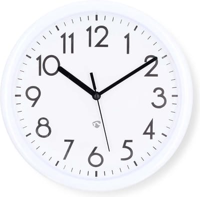Nedis Wandklok – 22 cm – Kunststof – Klassiek Ontwerp – Wit