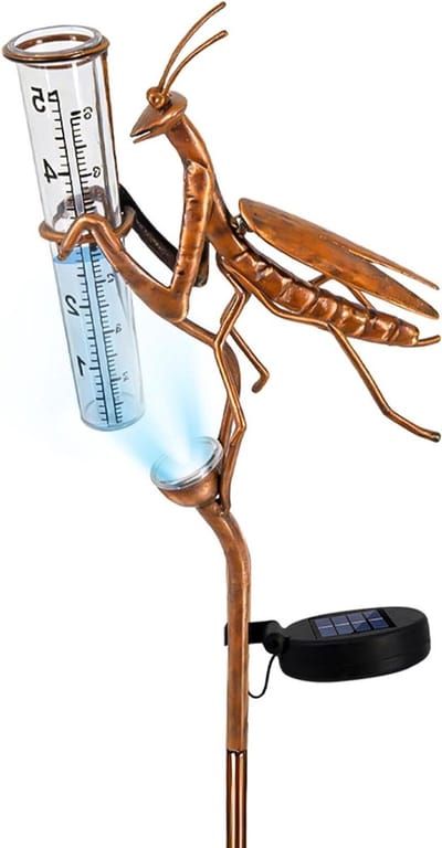 Regenmeter Tuin - Neerslagmeter Decoratie - Tuinieren Weer - Zonne-energie Verlichting - 61 cm Hoog - Groen