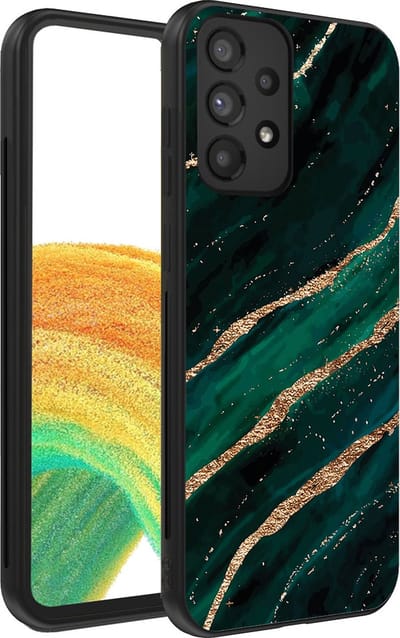 Smartphonica Telefoonhoesje voor Samsung Galaxy A33 5G met marmer opdruk - TPU backcover case marble design - Groen Goud geschikt voor Samsung Galaxy A33 5G