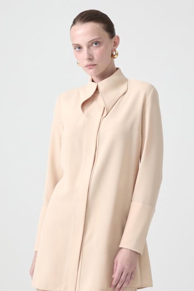 Touché Privé - Crêpe blouse met pailletten - Beige - Dames