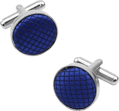 Fako Bijoux - Manchetknopen - Staal & Ruit - 16mm - Royal Blauw - Koningsblauw