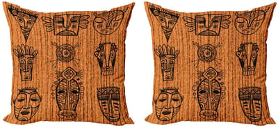ABAKUHAUS Kussenhoes Set 2x40x40 cm – Dubbelzijdig bedrukt – zwart-bruin