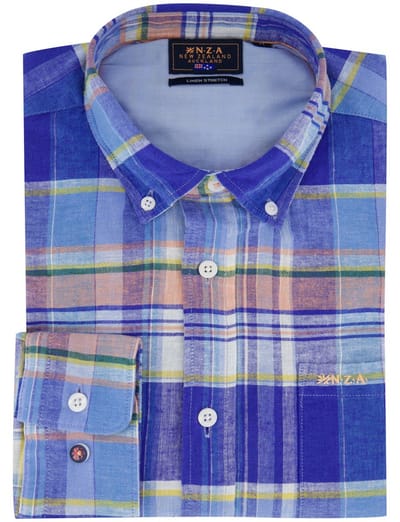 Overhemd New Zealand borstzak blauw geruit