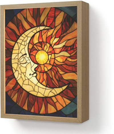 Wandlamp 30x40 cm - Oplaadbaar - Mozaïek - Glas - Maan - Donkerblauw - Wandlampen binnen woonkamer - Slaapkamer lamp - Decoratieve nachtlamp - Vloerlamp draadloos