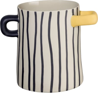 ASA Selection Rayu vaas, tafelvaas, decoratieve vaas, bloemenvaas, steengoed, verticaal gestreept, H 15,5 cm, 84811130