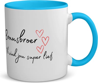 Akyol - bonusbroer ik vind jou super lief koffiemok - theemok - blauw - Broer - de liefste bonusbroer - verjaardag - cadeautje voor broer - broer artikelen - kado - geschenk - 350 ML inhoud