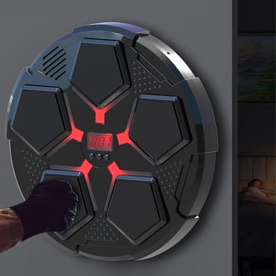 Bokstrainer Muziek - Slagtrainingsapparaat Fitness - Thuis sporten - Intelligente Led Verlichting - Wandmontage - Zwart