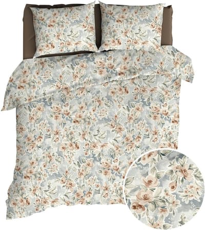 Romanette Lana Dekbedovertrek - Lits-jumeaux - 240x200/220 cm - Taupe/grijs