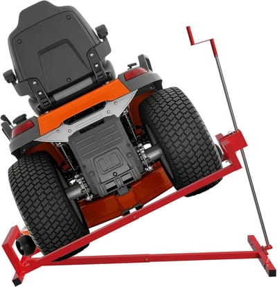 Stalen Grastractor Lift - Opvouwbare Grasmaaier Lift - 45° Kanteling - Verstelbaar Liftplatform Met Handkruk - Handmatig Hefapparaat - Maximaal Belasting 400 kg - Voor Grastractor En Zitmaaier - Rood - NAIZY