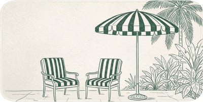 WC mat 120x60 cm - Antislip - Terras - Illustratie - Groen - Toiletmat - Vloermat - Douchemat - Toilet tapijt - Toiletmatten