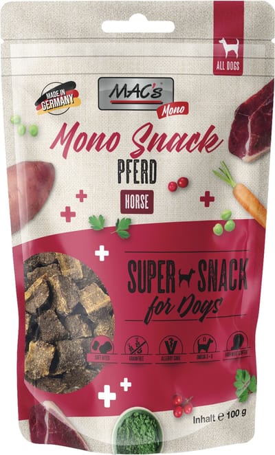 MAC's hondensnacks Mono proteïne - Paardenvlees - 3 x 100 g ook geschikt voor gevoelige of kieskeurige honden