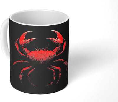 Mok - Koffiemok - Krab - Rood - Vissen - Schaaldieren - Mokken - 350 ML - Beker - Koffiemokken - Theemok