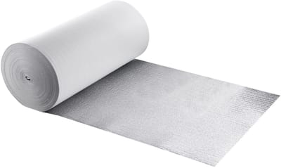 Reflecterende Isolatierol, Epe-Schuimkern Stralingsbarrière, 3 mm 76,2 m X 1,22 m, Aluminiumfolie met Witte Pe-Film, Hitteschild voor Thermische Bescherming In Garagedeuren, Ramen, Camperdaken