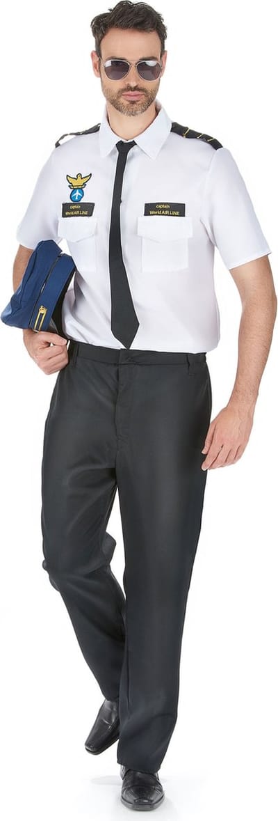 Vliegtuig piloot kostuum voor heren - Verkleedkleding - Maat Medium