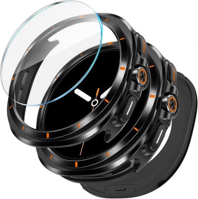 YONO Armor Case geschikt voor Samsung Watch 8 40mm - Screen Protector - RVS Hoesje - Zwart