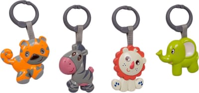 Speelgoedtopdeals - Rammelaar Hangspeeltje Buggyspeeltje - Cadeauverpakking Tijger Zebra Leeuw Olifant