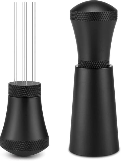 longziming -Aluminium Espresso Tool met 17 Naaalden 0,3 mm – Afneembare Koffieverdeler met Standaard, Koffie Accessoire en Roerhulp voor Perfecte Espresso