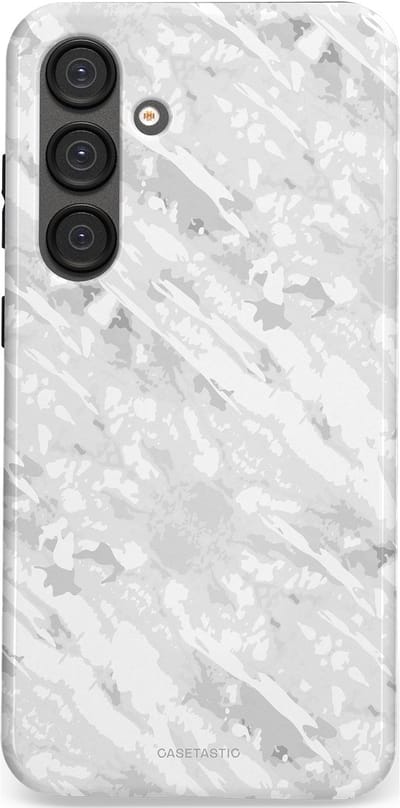 Casetastic hoesje geschikt voor Samsung Galaxy S25 Plus - Dubbellaagse bescherming - Winterse Camouflage - Fashion Case - Lichtgrijs Wit