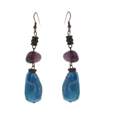 Behave - Oorbellen - Oorhangers - Blauw Paars - Boho Chic Look - 8 cm
