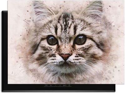 KitchenArt - Majestic Cat - Inductie Beschermer - 83x51.5 cm - Kookplaat Beschermer - Luxe Afdekplaat Inductieplaat - Anti-slip & Oprolbaar - Beschermmat Inductiekookplaat