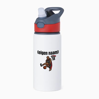 Hacebo® - basketbal man met eigen naam waterfles met rietje rood - Basketbal - iemand die op basketbal zit - sport - bal - wedstrijdsport - verjaardag cadeau - kado - water fles - 650ML