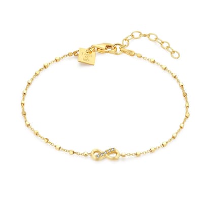 Twice As Nice Armband in 18kt verguld zilver, infinity, steentjes 16cm+3cm