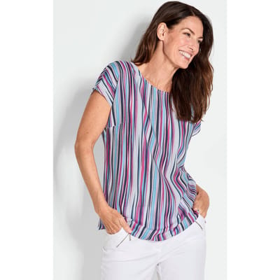 Gedessineerde blouse met gestreepte print - roze / gestr. - Gr. 38 van Goldner Fashion