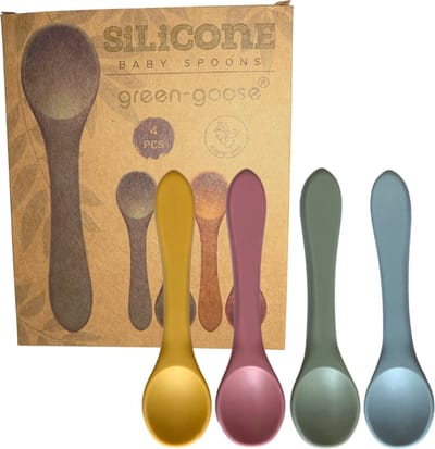 green-goose® Baby Lepel Set | 4 Stuks Babylepel | Flexibel Duurzaaam Siliconen | BPA vrij