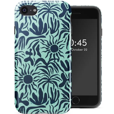 Selencia Hoesje - Geschikt voor Apple iPhone SE (2022) / SE (2020) / 8 / 7 / 6s / 6 - Backcover - Tropical Vibes Light Blue