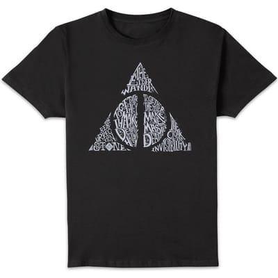 Harry Potter Deathly Hallows Text t-shirt - Zwart - L
