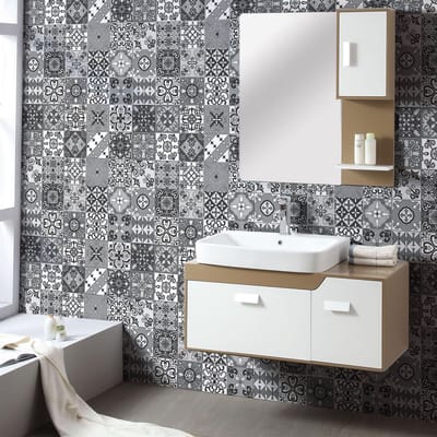 Zelfklevende tegelmuurstickers voor keuken en badkamer - 60 Azulejos Sovania tegelstickers - 60 stickers 20x20cm