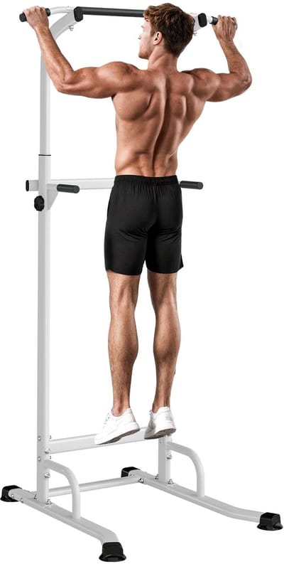 Jurrys Pull Up Bar - Fitness station - Fitness rek - Verstelbaar - Push-ups & Core Training - Max. 120 kg - Wit - 176x227 cm