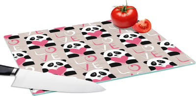 Glazen Snijplank - 39x28 - Hartjes - Panda - Patronen - Snijplanken Glas