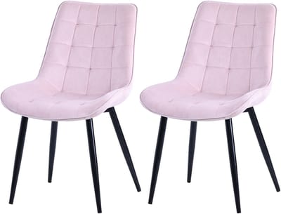 HOMAVO YZ2 Set van 2 Eetkamerstoelen – Velvet/Fabric Stoelen met Metalen Poten – 53x62.5x88 cm – Comfortabel & Stijlvol – Modern Design