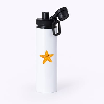 Hacebo® - zeester waterfles met draaidop zwart - Vis - Dieren liefhebbers - Zeedieren - zeesterren - water fles - 850ML